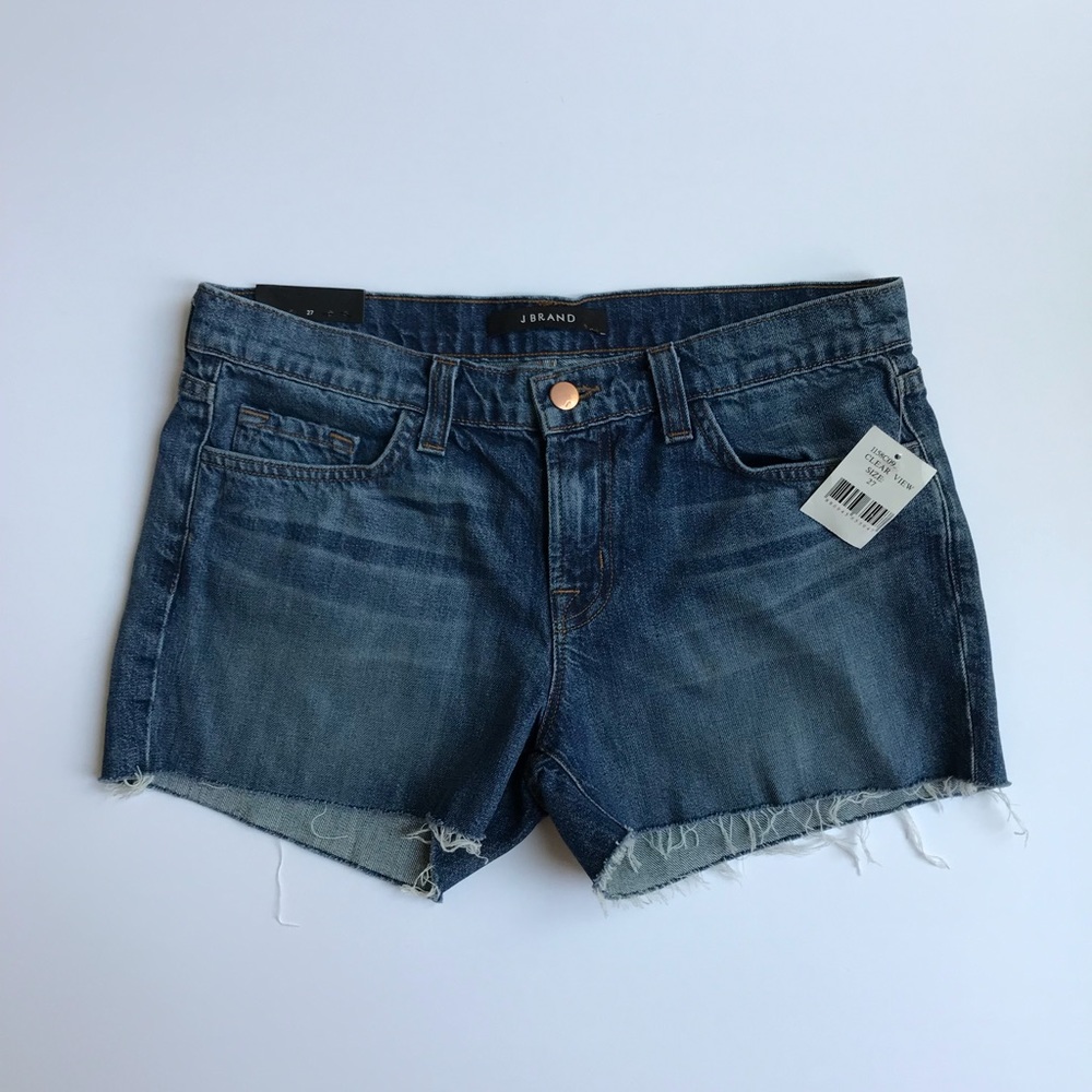 Distressed jean shorts